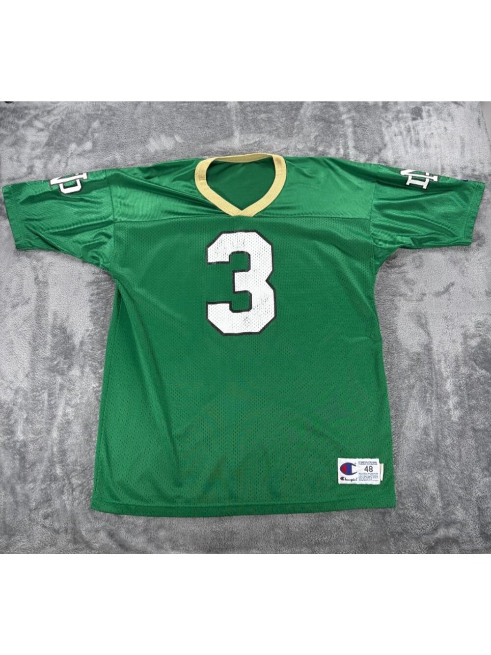 Vintage Champion Notre Dame Fighting Irish #3 Football Jersey Green Size 48 USA